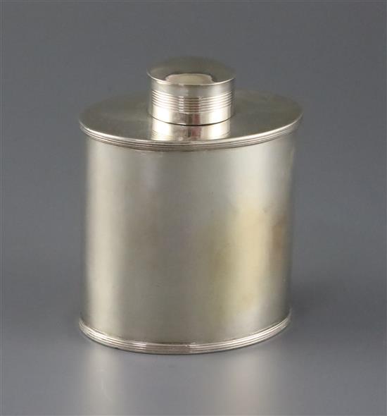 A George III silver oval tea caddy, by Soloman Hougham, 5.5. oz.